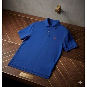 Polo Ralph Lauren Men’s XL Blue Classic Fit Cotton Polo Shirt Orange Pony Preppy